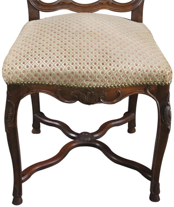 Dining Chairs Louis XV Rococo Sage Mauve Upholstery Antique French Walnut Set 8