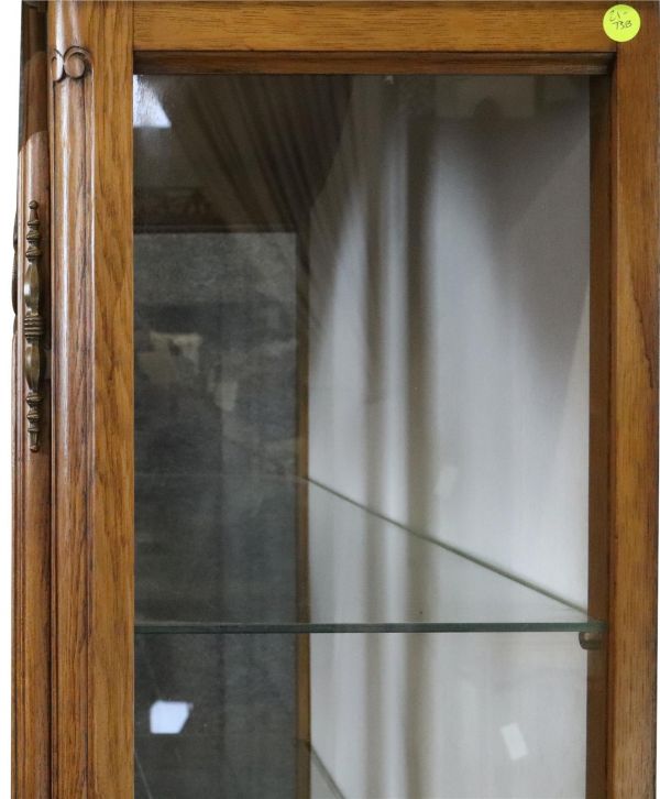 China Cabinet Louis XV Rococo Vintage French 1950 Oak Wood Glass Doors