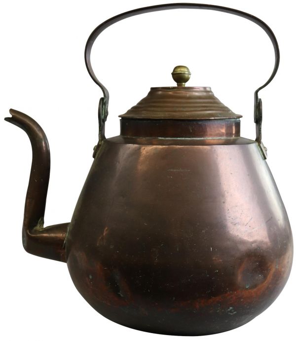 Antique Kettle Tea Pot Kitchen Large Copper Gold Silver