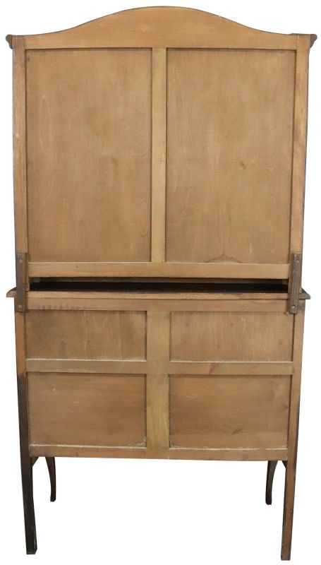 Secretary Bookcase French Country Farmhouse Vintage 1930 Oak Wood Paned Glass