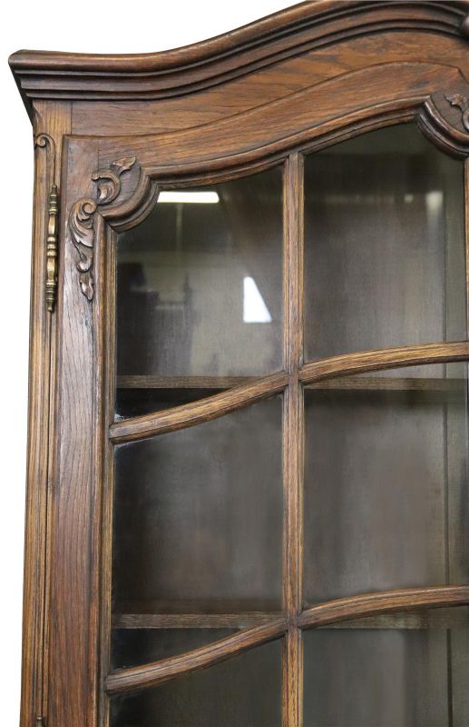 Secretary Bookcase French Country Farmhouse Vintage 1930 Oak Wood Paned Glass