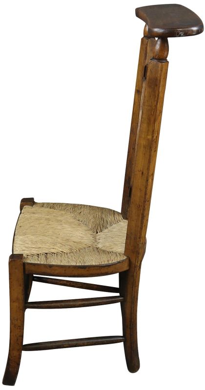 Prayer Chair Religious Rattan Walnut Wood French 1930 Prie-Dieu
