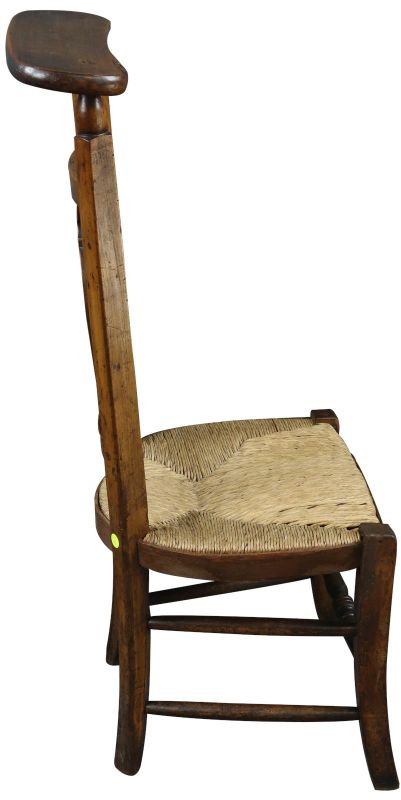 Prayer Chair Religious Rattan Walnut Wood French 1930 Prie-Dieu