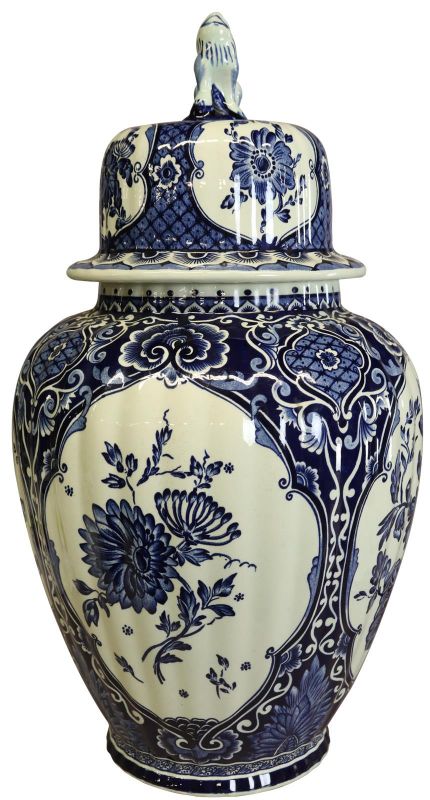Vintage Ginger Jar Vase Delft Blue and White Royal Sphinx Boch Lion 1950
