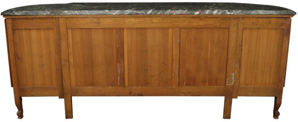 Sideboard Louis XV Rococo Vintage 1950 Green Marble Top Walnut Wood French
