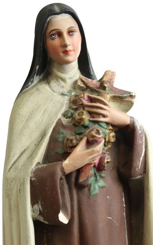 Sculpture Statue Religious St. Therese Saint Chalkware French 1900