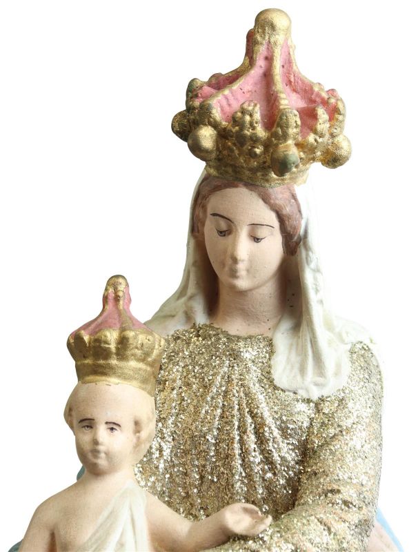 Sculpture Statue Religious Madonna Our Lady of Victory Chalkware 1900 22-149