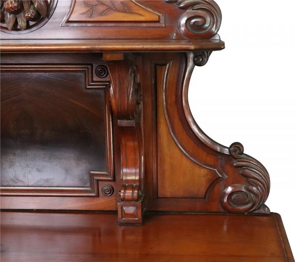 Server Sideboard Louis Philippe Antique French Flame Mahogany Carved Fruit