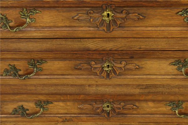 Chest of Drawers Louis XV French Rococo Oak Wood Vintage 1930, 3-Drawer