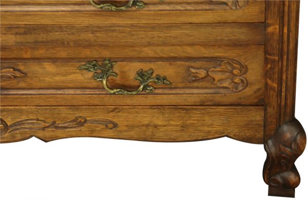 Chest of Drawers Louis XV French Rococo Oak Wood Vintage 1930, 3-Drawer