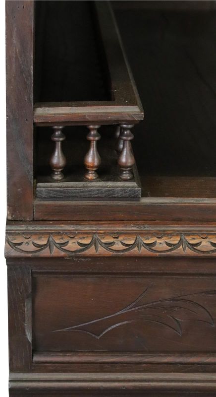Antique Brittany Buffet French 1900 Chestnut Carved Figures Ship Wheels 5-Door