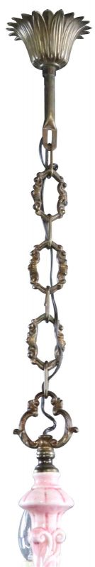 Vintage French Chandelier Pink Ceramic, Sparkling Drops, Very Pretty
