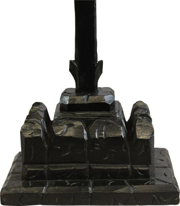 Antique Crucifix Religious Carved Oak Leaves Large Black Wood Metal
