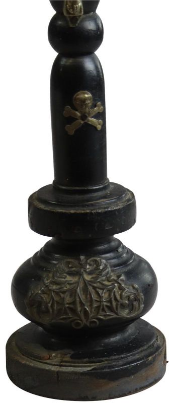 Crucifix Religious Skull Crossbones Jesus Black Wood Silver Metal Standing Cross