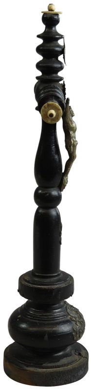 Crucifix Religious Skull Crossbones Jesus Black Wood Silver Metal Standing Cross