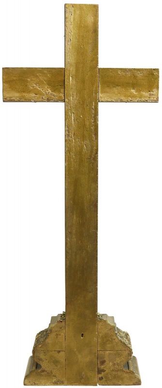 Antique Crucifix Cross Religious Rococo Styling Jesus Gold Black Metal Brass