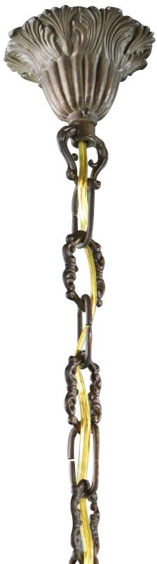 Chandelier French 1950 Vintage 8-Arms 8-Lights Dark Metal Traditional Romantic