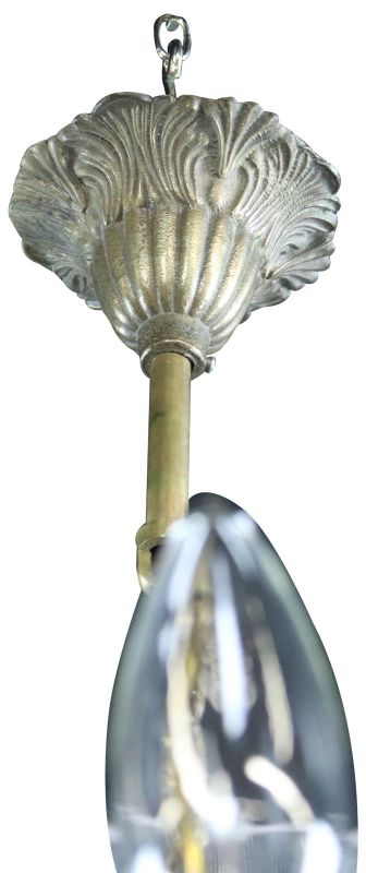 Chandelier Ceramic Floral Metal Vintage French 1950 6-Arm 6-Light Very Pretty