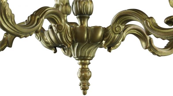 Vintage Chandelier Rococo 5-Arm 8-Light Brass Metal Bronze 25W