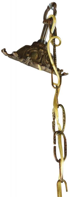 Vintage Chandelier Rococo Pear Shaped Glass Pendants 8-Light Antique Brass Metal