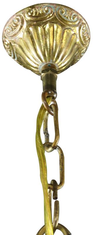 Vintage Chandelier Rococo 8-Arm 12-Light Glass Pendants Antique Brass Metal