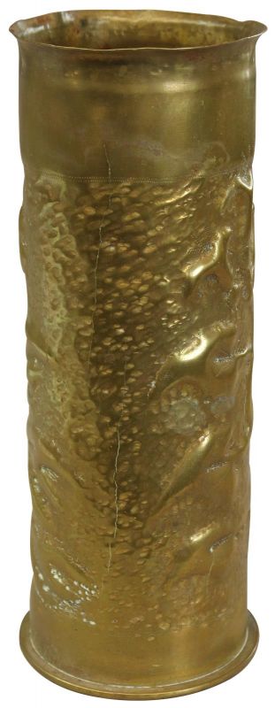 Antique Shell Case Vase Trench Art Militaria Flowers Floral Brass H