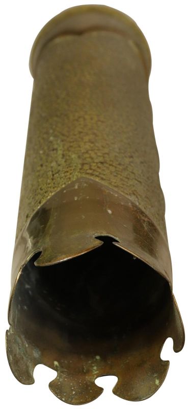 Antique Shell Case Vase Trench Art Militaria Ivy Leaf Verdun 1918 Brass