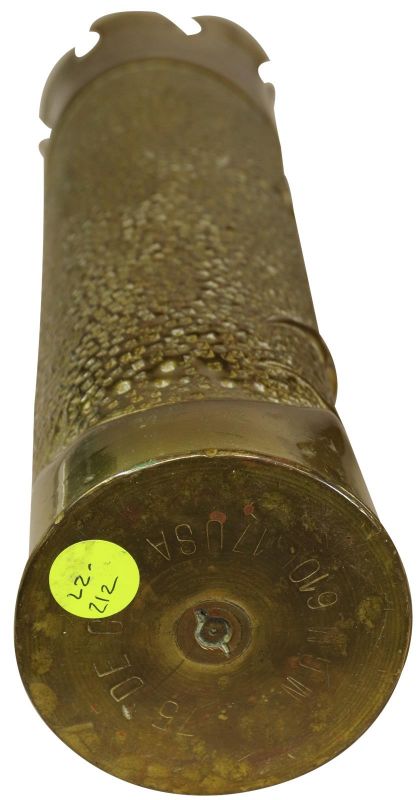 Antique Shell Case Vase Trench Art Militaria Ivy Leaf Verdun 1918 Brass