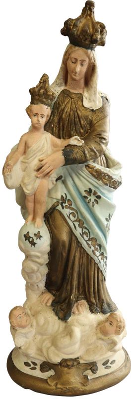 Antique Sculpture Religious Madonna Our Lady of Victory Sky Blue Cream