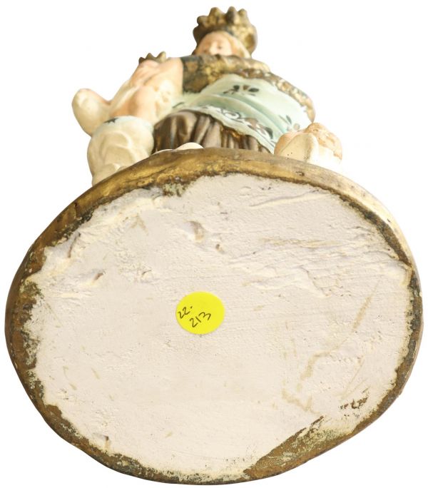 Antique Sculpture Religious Madonna Our Lady of Victory Sky Blue Cream