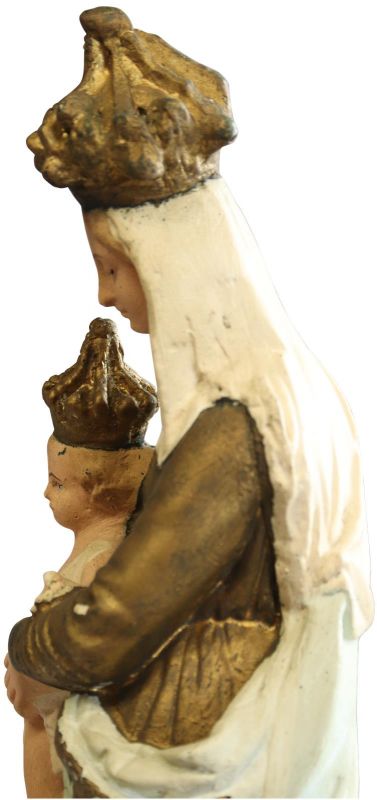 Antique Sculpture Religious Madonna Our Lady of Victory Sky Blue Cream