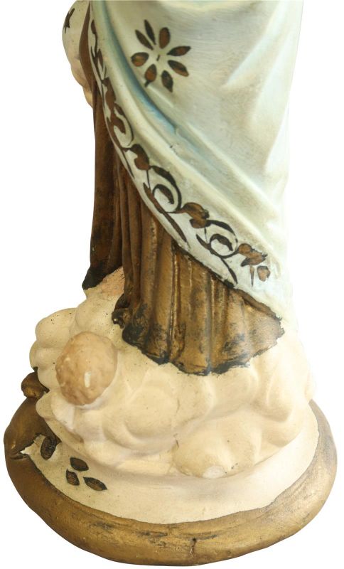 Antique Sculpture Religious Madonna Our Lady of Victory Sky Blue Cream