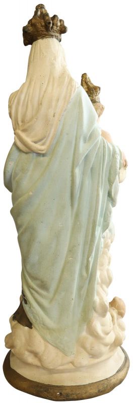 Antique Sculpture Religious Madonna Our Lady of Victory Sky Blue Cream