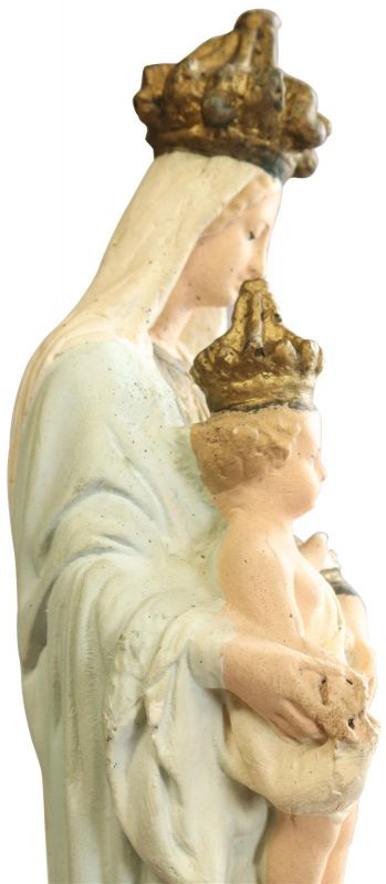 Antique Sculpture Religious Madonna Our Lady of Victory Sky Blue Cream
