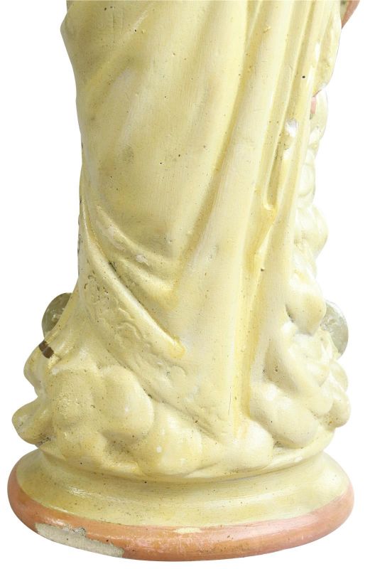 Statue Religious Madonna Our Lady of Victory French Chalkware Antique Sculpture