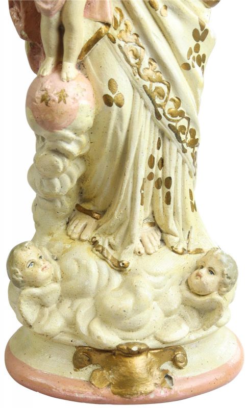 Statue Religious Madonna Our Lady of Victory French Chalkware Antique Sculpture