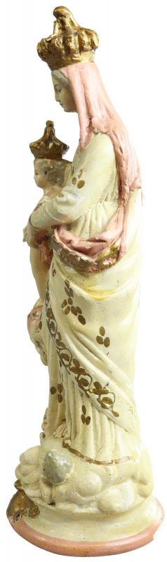 Statue Religious Madonna Our Lady of Victory French Chalkware Antique Sculpture