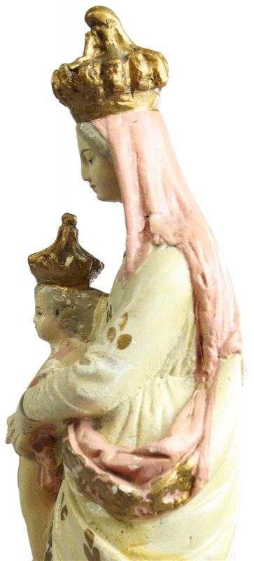 Statue Religious Madonna Our Lady of Victory French Chalkware Antique Sculpture