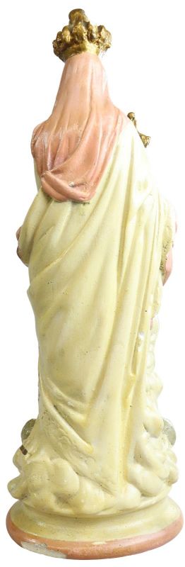 Statue Religious Madonna Our Lady of Victory French Chalkware Antique Sculpture