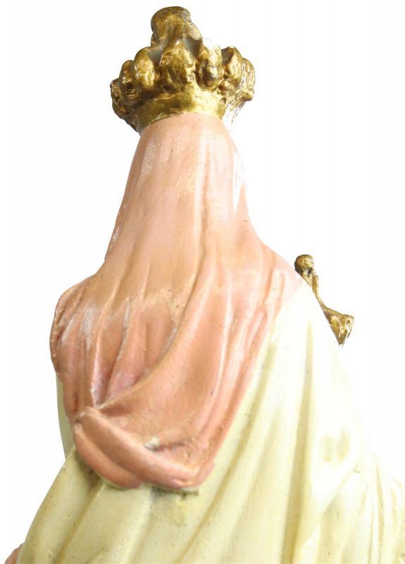 Statue Religious Madonna Our Lady of Victory French Chalkware Antique Sculpture