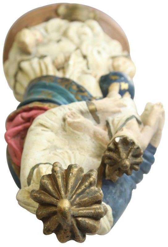 Sculpture Statue Religious Madonna Our Lady of Victory Antique Chalkware Cherub