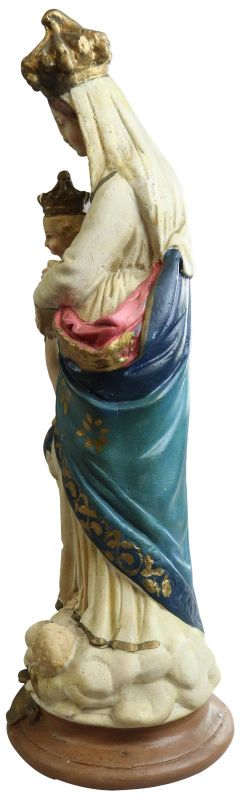 Sculpture Statue Religious Madonna Our Lady of Victory Antique Chalkware Cherub