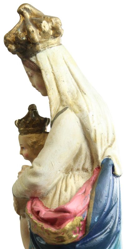 Sculpture Statue Religious Madonna Our Lady of Victory Antique Chalkware Cherub