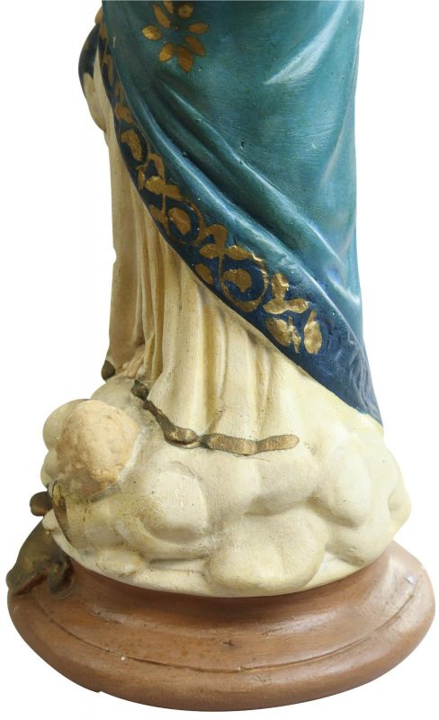 Sculpture Statue Religious Madonna Our Lady of Victory Antique Chalkware Cherub