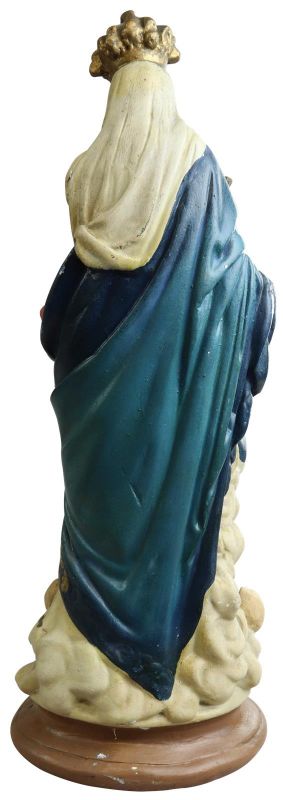 Sculpture Statue Religious Madonna Our Lady of Victory Antique Chalkware Cherub