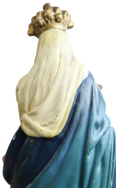 Sculpture Statue Religious Madonna Our Lady of Victory Antique Chalkware Cherub