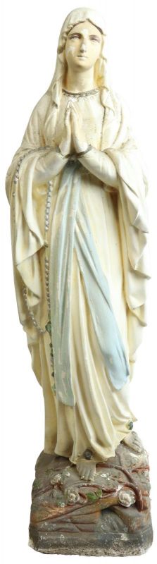 Statue Religious Madonna Our Lady Notre Dame Mary of Lourdes Chalkware Sculpture
