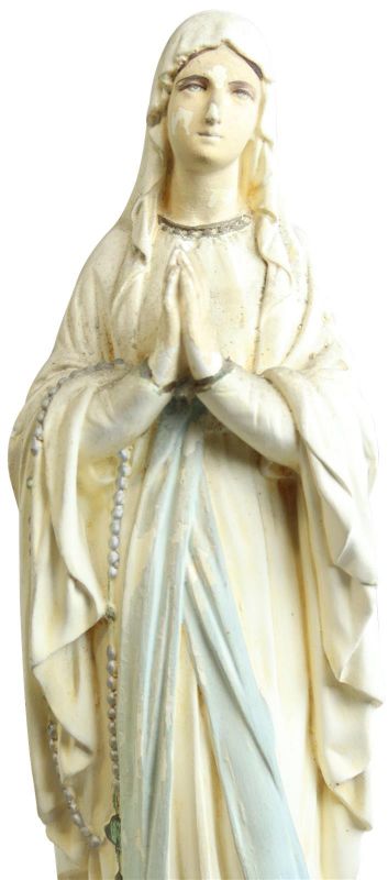 Statue Religious Madonna Our Lady Notre Dame Mary of Lourdes Chalkware Sculpture