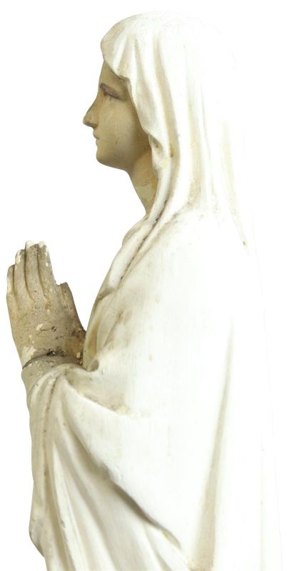 Statue Religious Madonna Our Lady Notre Dame Mary of Lourdes Chalkware Sculpture
