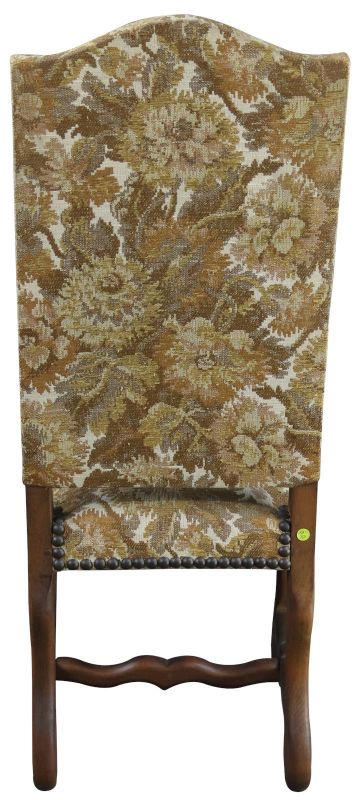 6 Vintage Dining Chairs French Sheepbone 1950, Oak Wood, Brown Gold Upholstered